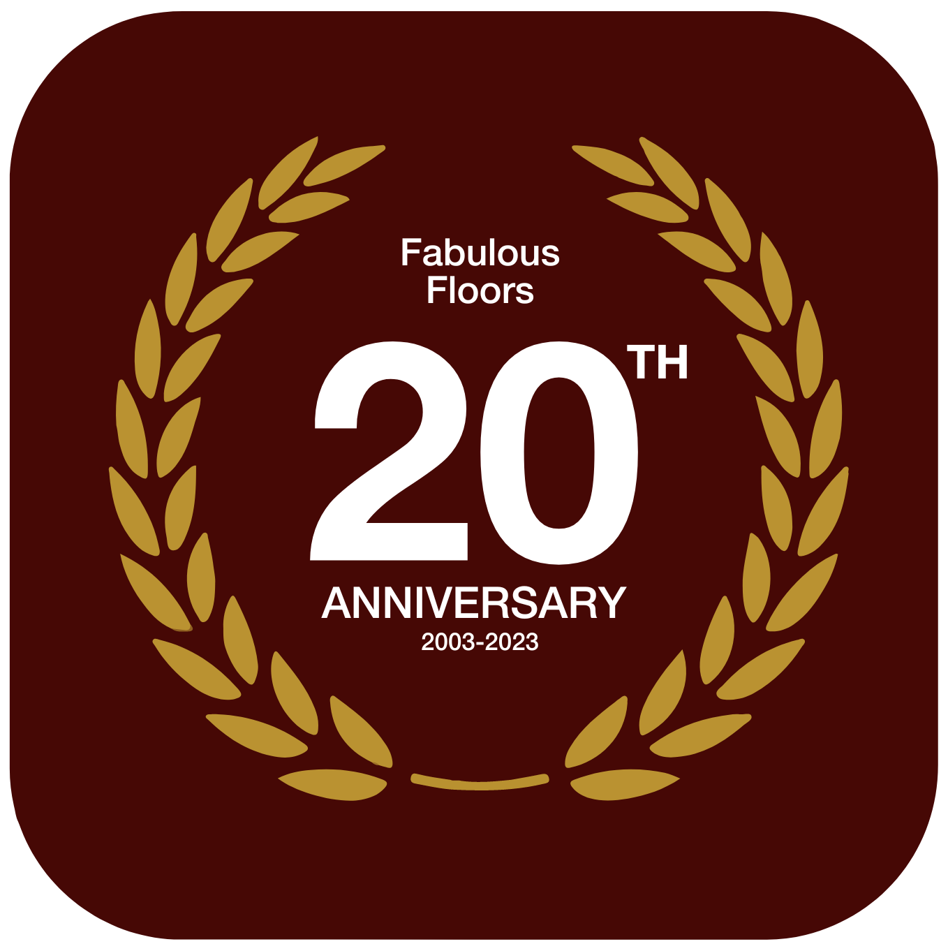 A Fabulous Floors badge showing 16 years of service as a company.