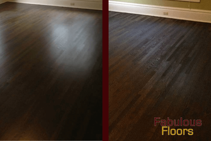Before and after hardwood floor resurfacing in League City, TX